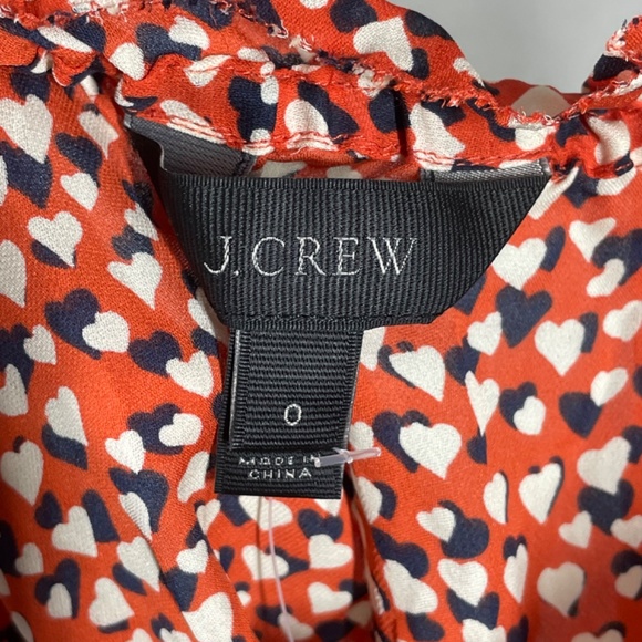 NEW J Crew Shirt Womens 0 red black silk satin heart off shoulder preppy blouse - Picture 5 of 12